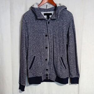 Black Scale Heather Gray Hooded Sweater Jacket Size Medium